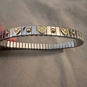 Nomination Stainless Steel and 18k Gold Stretch Bracelet with Hearts